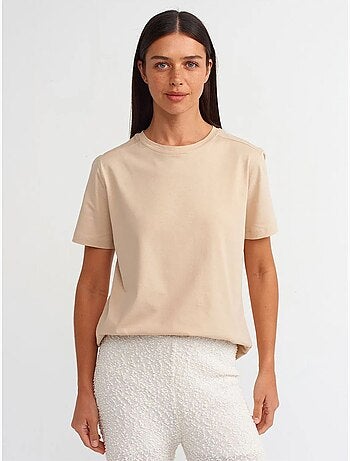 T-shirt Femme En Coton À Col Rond
