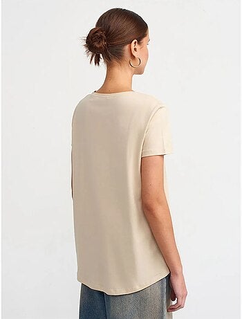 T-shirt Femme En Coton À Col Rond