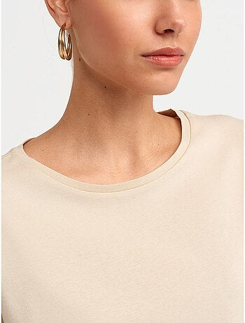 T-shirt Femme En Coton À Col Rond