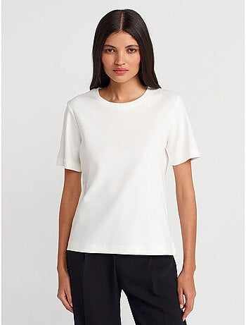 T-shirt Femme En Coton À Col Rond