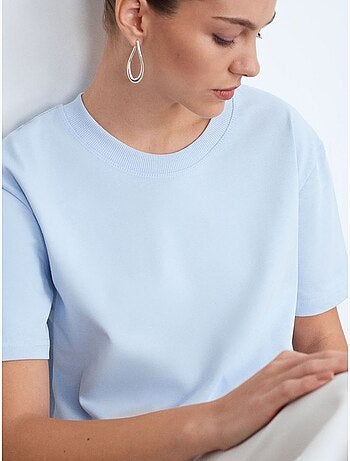 T-shirt Femme En Coton À Col Rond