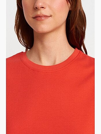T-shirt femme en coton à col rond côtelé dilvin