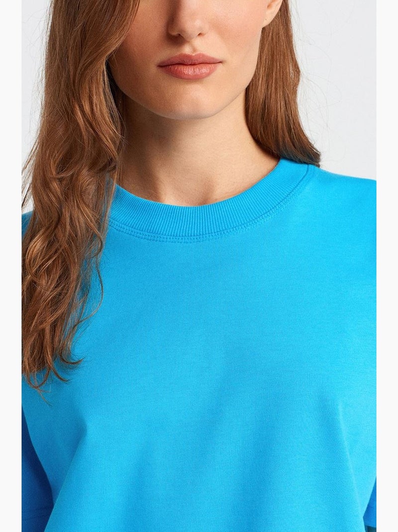 T-shirt femme en coton à col rond dilvin Bleu électrique - Kiabi