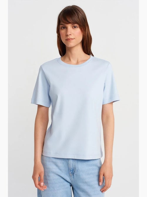 T-shirt femme en coton à col rond dilvin - Kiabi