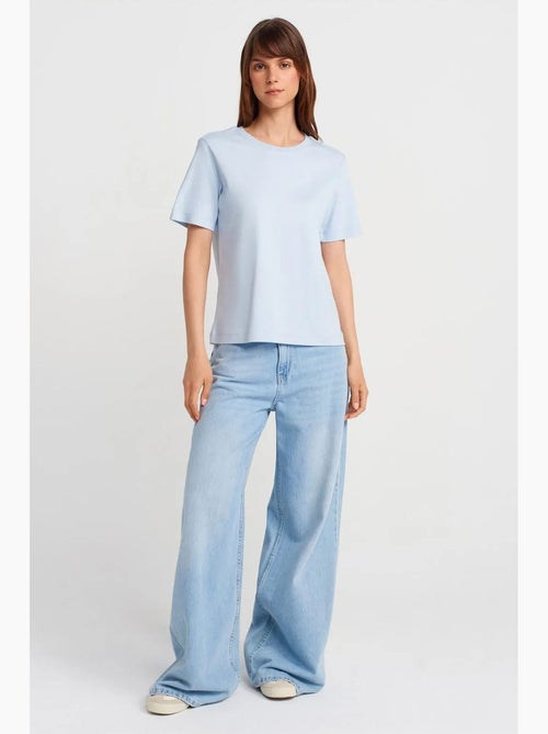 T-shirt femme en coton à col rond dilvin - Kiabi