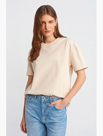 T-shirt femme en coton à col rond dilvin