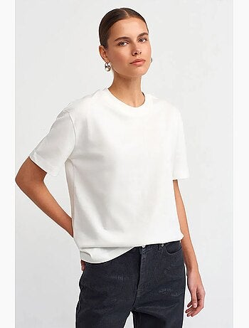T-shirt femme en coton à col rond dilvin