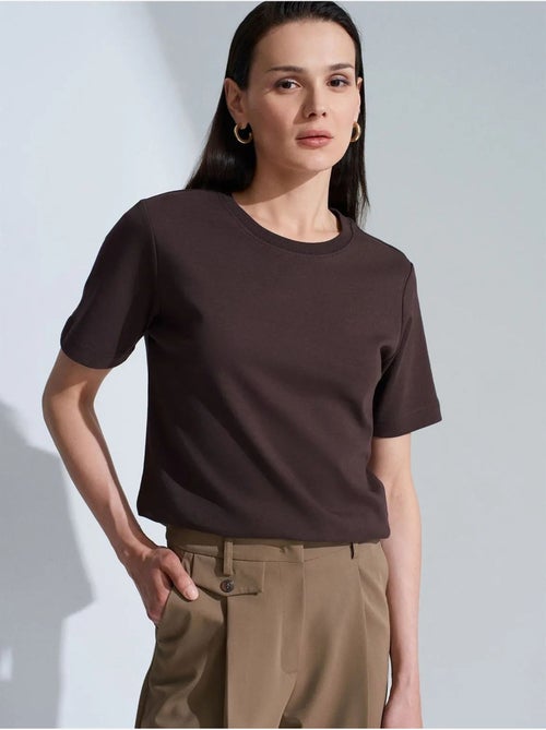 T-shirt femme en coton à col rond dilvin - Kiabi