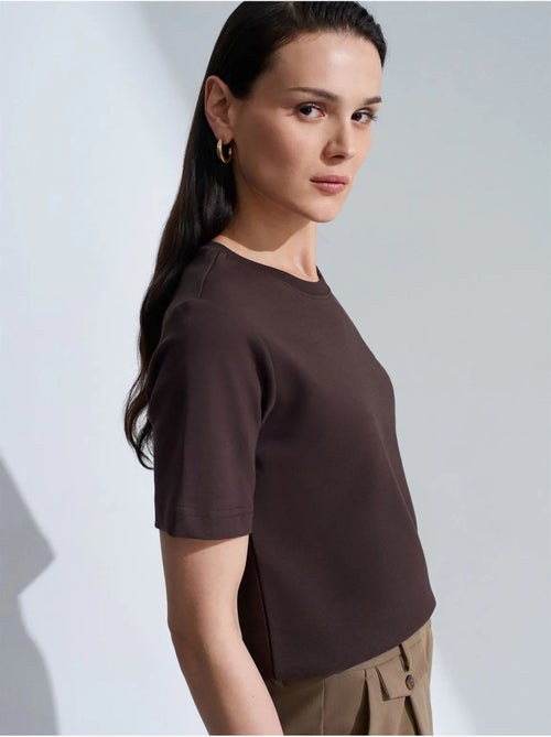 T-shirt femme en coton à col rond dilvin - Kiabi