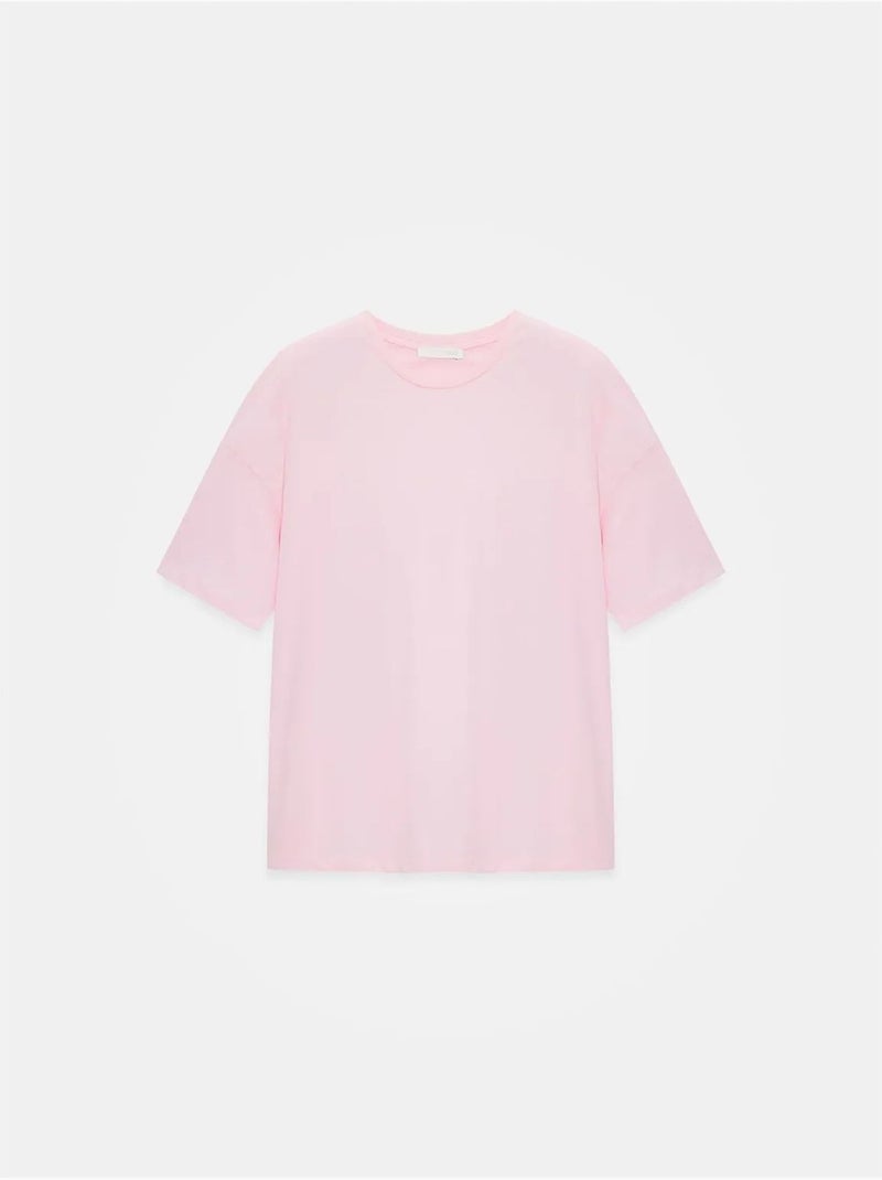 T-shirt femme en coton à col rond dilvin Rose dragée - Kiabi