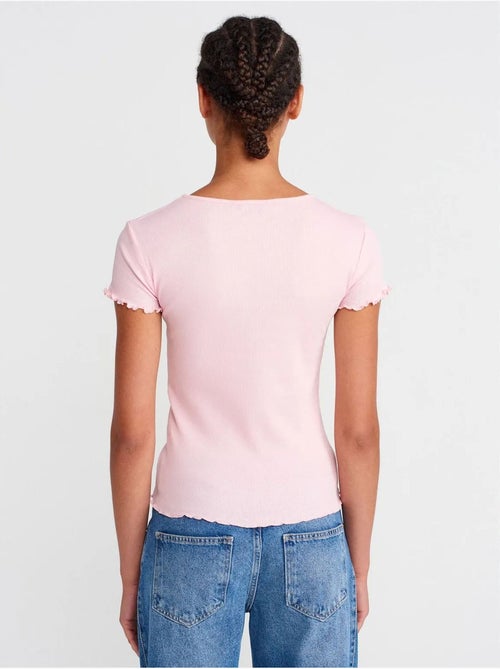 T-shirt Femme En Coton À Col Rond Et Coupe Ajustée - Kiabi