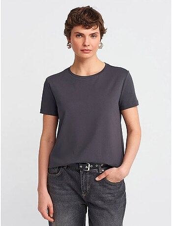 T-shirt Femme En Coton À Col Rond