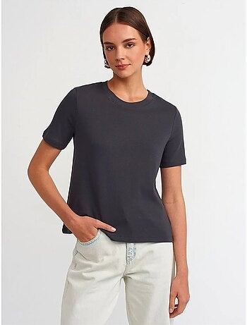 T-shirt Femme En Coton À Col Rond