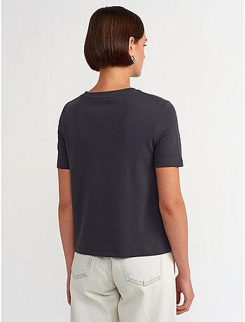 T-shirt Femme En Coton À Col Rond