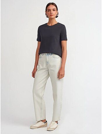 T-shirt Femme En Coton À Col Rond