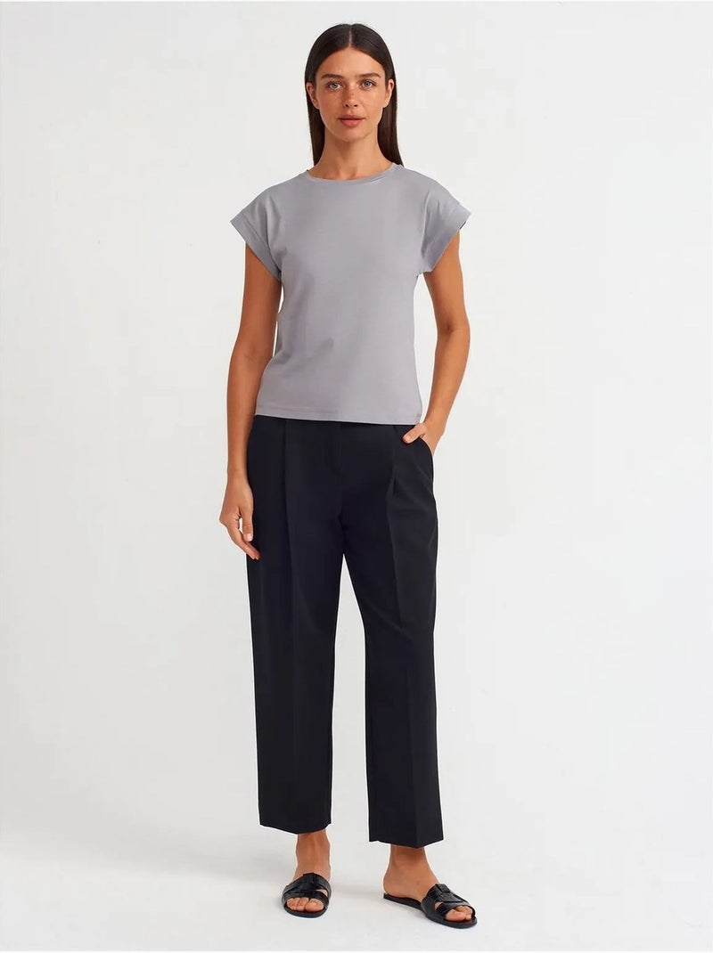 T-shirt Femme En Coton À Col Rond Gris clair - Kiabi