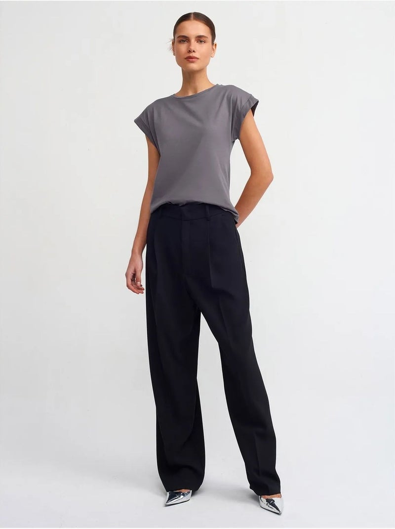 T-shirt Femme En Coton À Col Rond Gris - Kiabi