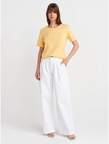 T-shirt Femme En Coton À Col Rond