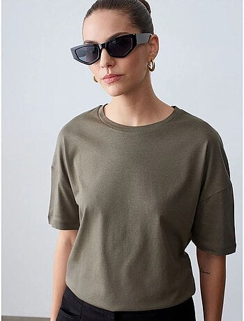 T-shirt Femme En Coton À Col Rond