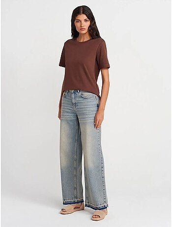 T-shirt Femme En Coton À Col Rond