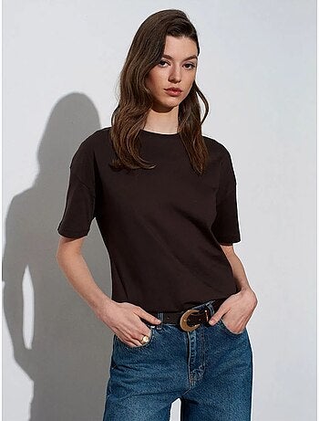 T-shirt Femme En Coton À Col Rond