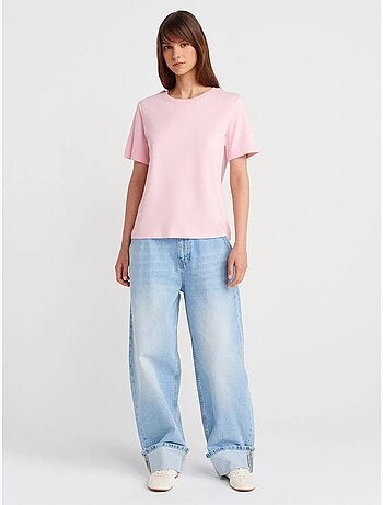 T-shirt Femme En Coton À Col Rond