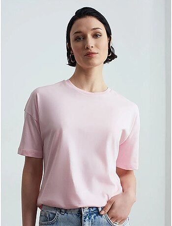 T-shirt Femme En Coton À Col Rond