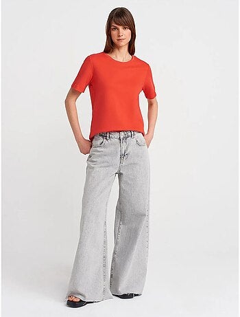 T-shirt Femme En Coton À Col Rond