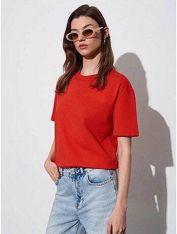 T-shirt Femme En Coton À Col Rond