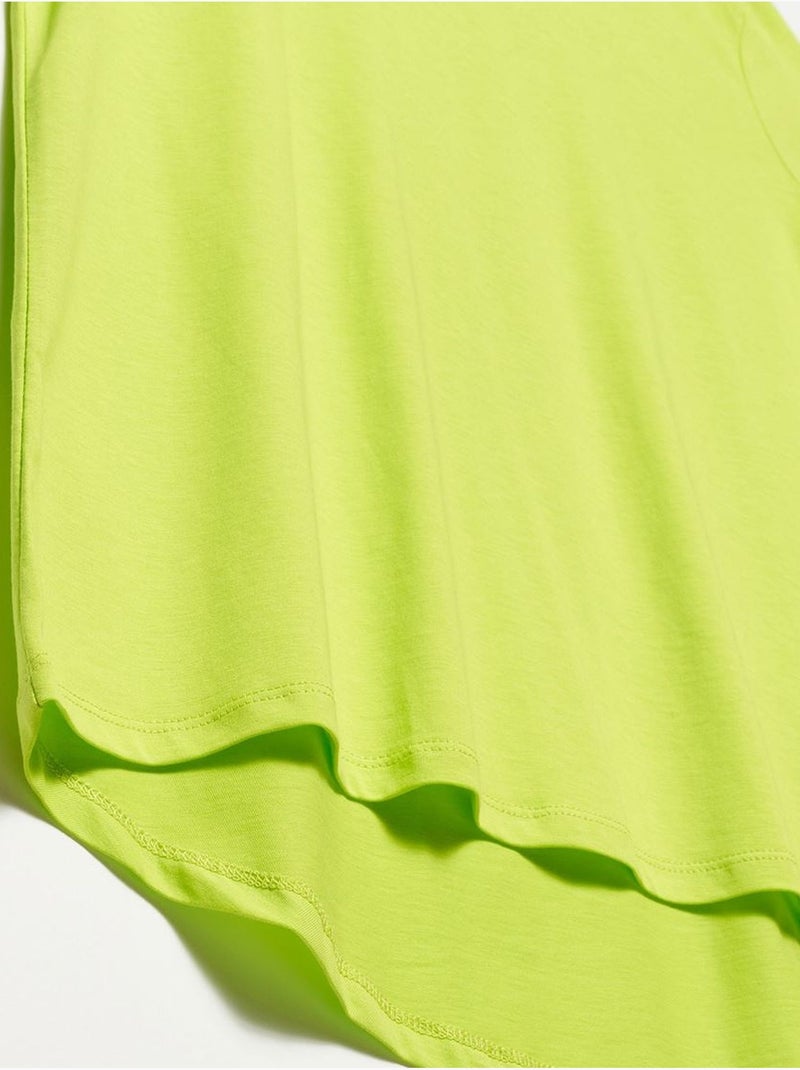 T-shirt Femme En Coton À Col Rond Vert tilleul - Kiabi