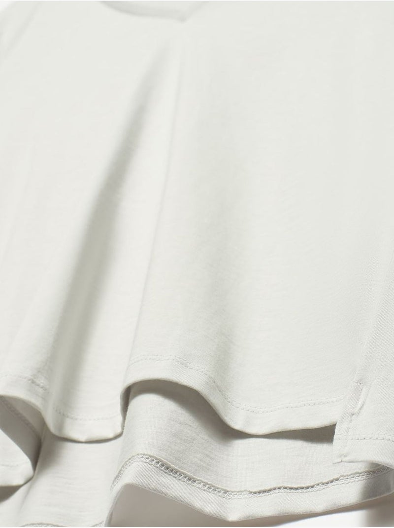 T-shirt Femme En Coton À Col V Blanc cassé - Kiabi