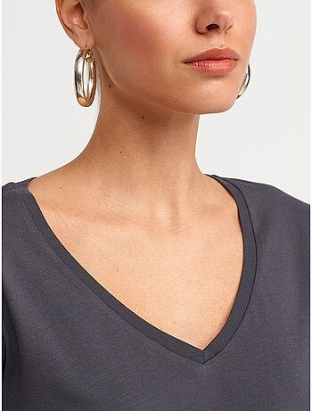 T-shirt Femme En Coton À Col V