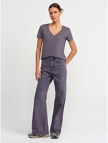 T-shirt Femme En Coton À Col V