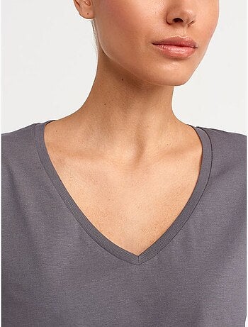 T-shirt Femme En Coton À Col V
