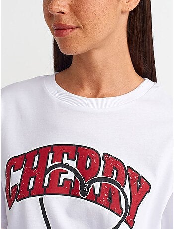 T-shirt Femme En Coton À Imprimé Et Col Rond