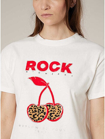 T-shirt femme en coton à imprimé rock 'Deeluxe'