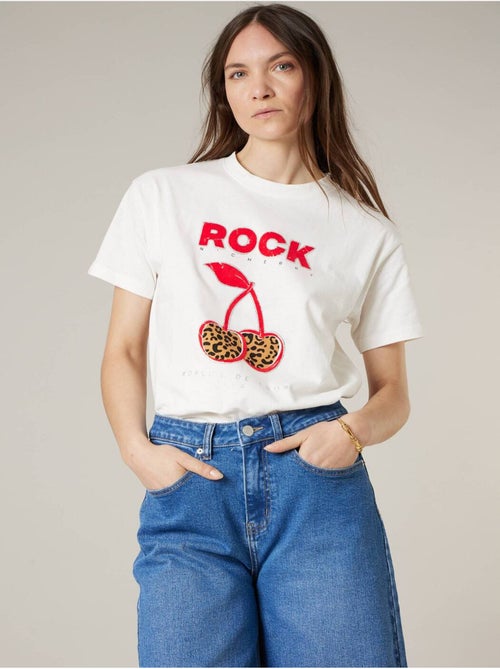 T-shirt femme en coton à imprimé rock 'Deeluxe' - Kiabi