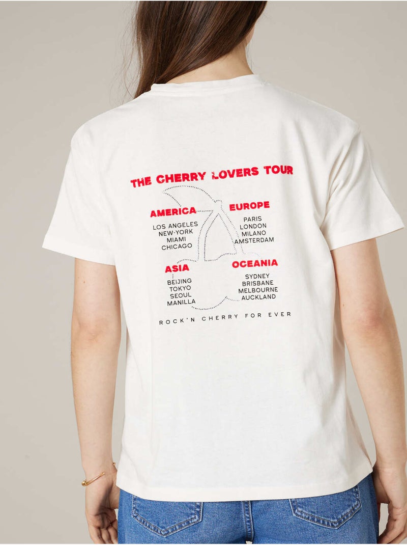 T-shirt femme en coton à imprimé rock 'Deeluxe' Blanc - Kiabi