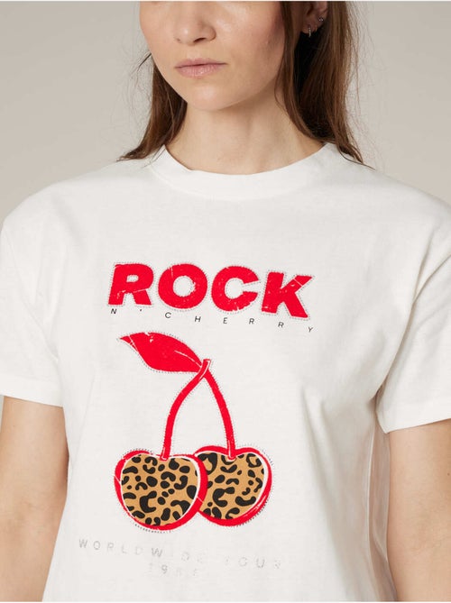 T-shirt femme en coton à imprimé rock 'Deeluxe' - Kiabi