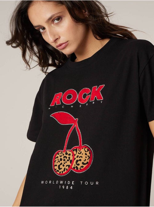 T-shirt femme en coton à imprimé rock 'Deeluxe' - Kiabi