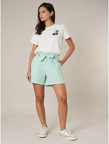 T-shirt femme en coton à motif cerises 'Deeluxe'