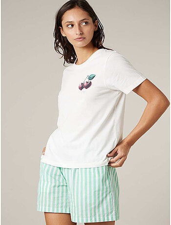 T-shirt femme en coton à motif cerises 'Deeluxe'