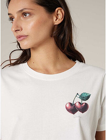 T-shirt femme en coton à motif cerises 'Deeluxe'