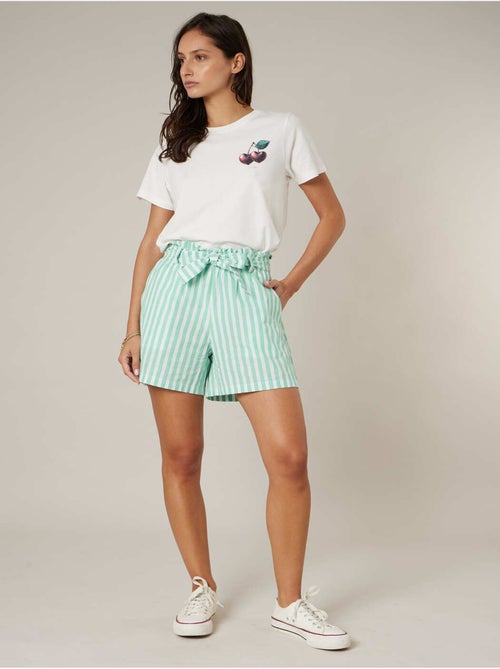 T-shirt femme en coton à motif cerises 'Deeluxe' - Kiabi