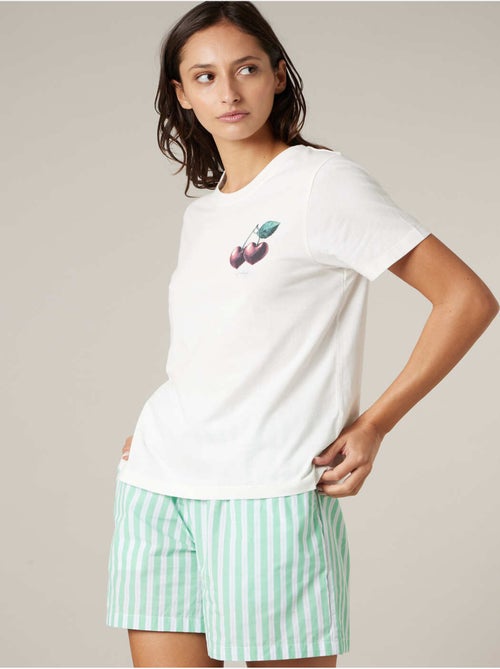 T-shirt femme en coton à motif cerises 'Deeluxe' - Kiabi