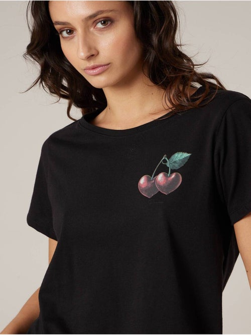 T-shirt femme en coton à motif cerises 'Deeluxe' - Kiabi