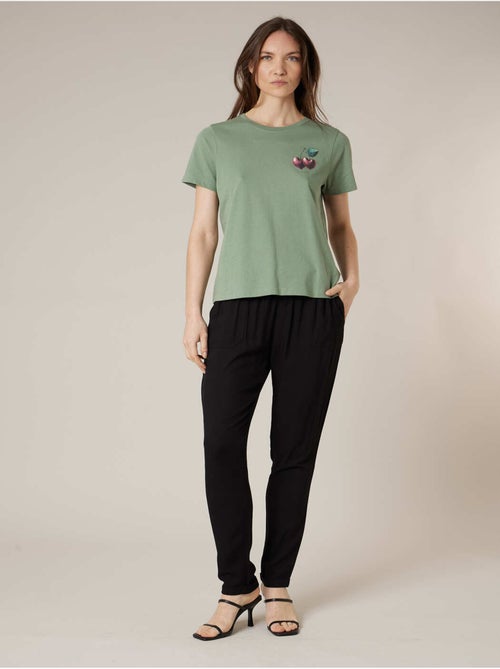 T-shirt femme en coton à motif cerises 'Deeluxe' - Kiabi