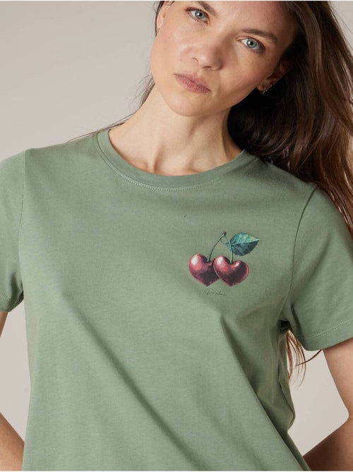 T-shirt femme en coton à motif cerises 'Deeluxe' - Kiabi