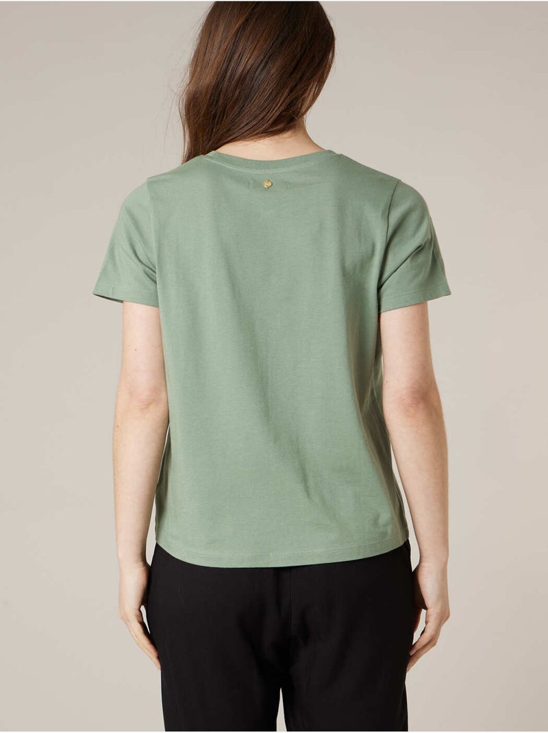 T-shirt femme en coton à motif cerises 'Deeluxe' Vert tilleul - Kiabi