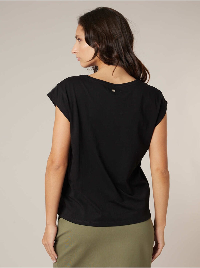 T-shirt femme en coton bio 'Deeluxe' Noir - Kiabi